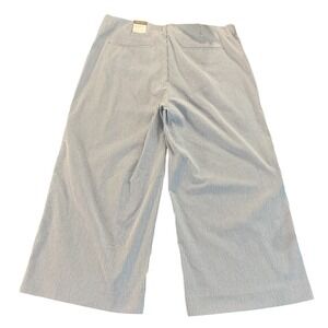 Chicos Perfect Stretch Wide Crop Pants Blue White Stripe Size 3 US 16 NEW